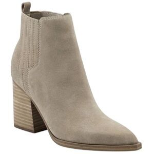 MARC FISHER Light Taupe Gray Suede Leather OSHAY Point Toe Ankle Bootie